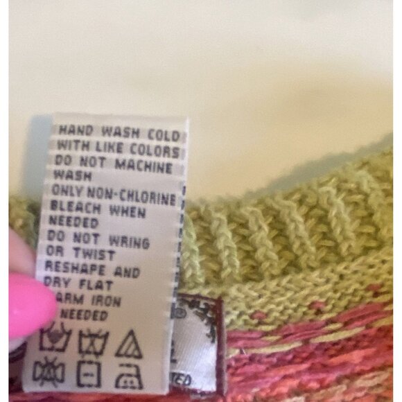 VTG Tiara International Sweater Women L Green Fair Isle Full Button Cotton Blend - Picture 7 of 9